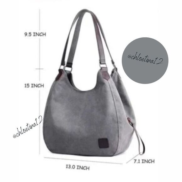NEW COTTON Canvas Handbag Tote Purse White/Beige Large Size Choose Color Hobo - Picture 11 of 16